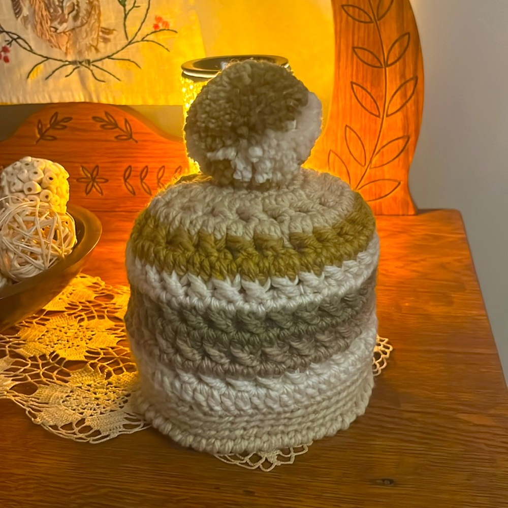 NWT, Handmade Children’s Crochet Beanie with Pom Pom, 3-4 Years